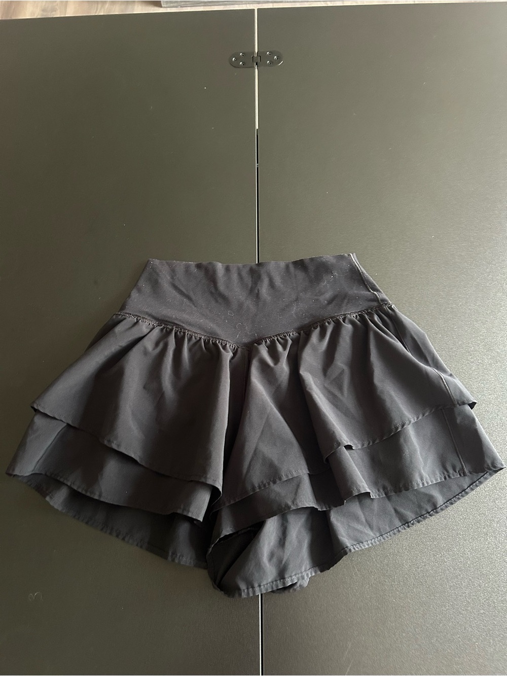 aerie Black Layered Ruffle Skort